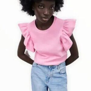 ZARA Women | Pink | Soft Ruffled Top | size S